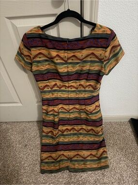 D. Stevens Striped Mini Dress in Tan, Green, Purple and Rust